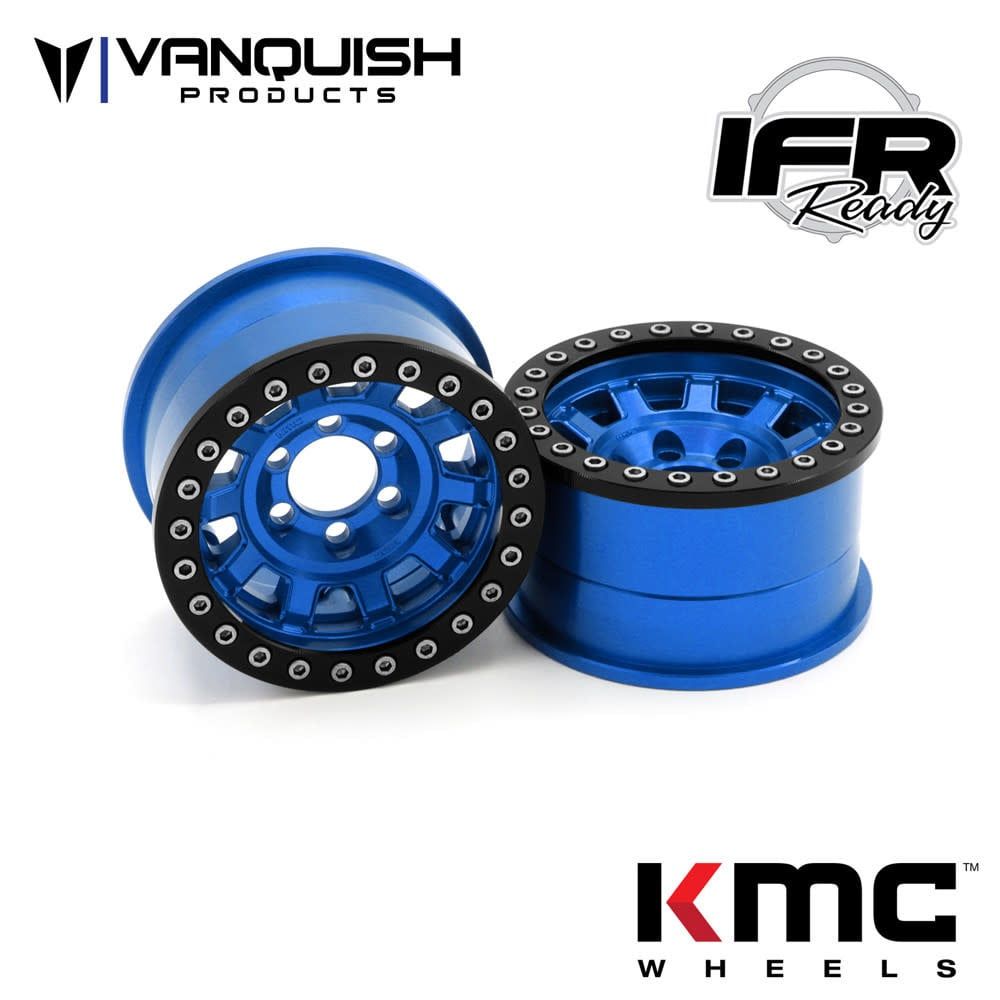 #VPS07784 Vanquish Products KMC KM236 Tank 1.9" Beadlock Crawler Wheels (Blue) (2)