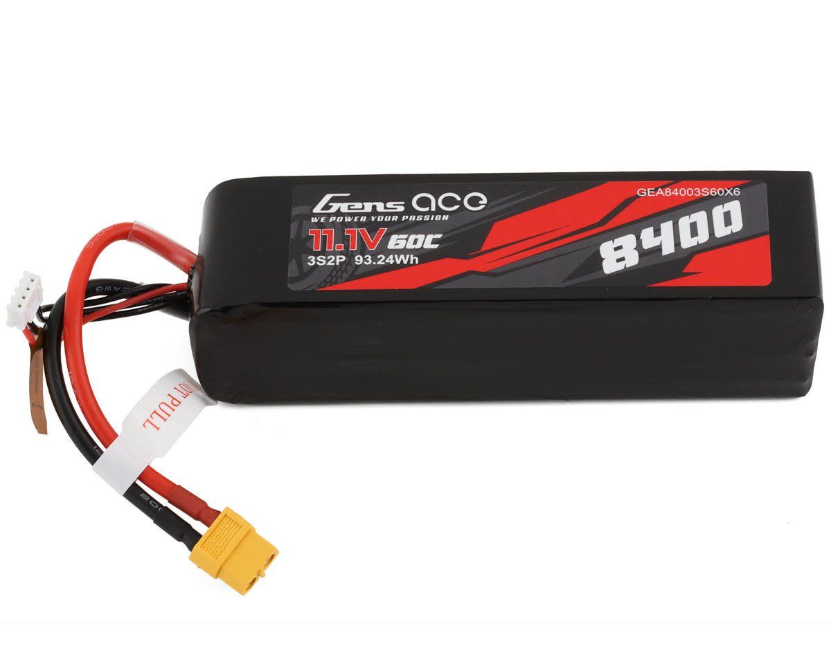 Summer Sale #GEA84003S60X6 Gens Ace 3S LiPo Battery 60C (11.1V/8400mAh) w/XT-60 Connector