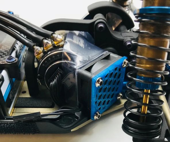 Klinik RC Max Cool 45deg Fan Shroud Only AE B6.1, TLR 22 4.0, Xray XB2, Yokomo YZ2, Kyosho #KRC-45FAN