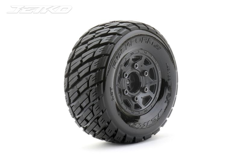 #JKO3103CBMSGNB2  Jetko 1/10 SC Offset Rockform Tires Mounted on Black Claw Rims (Medium Soft)