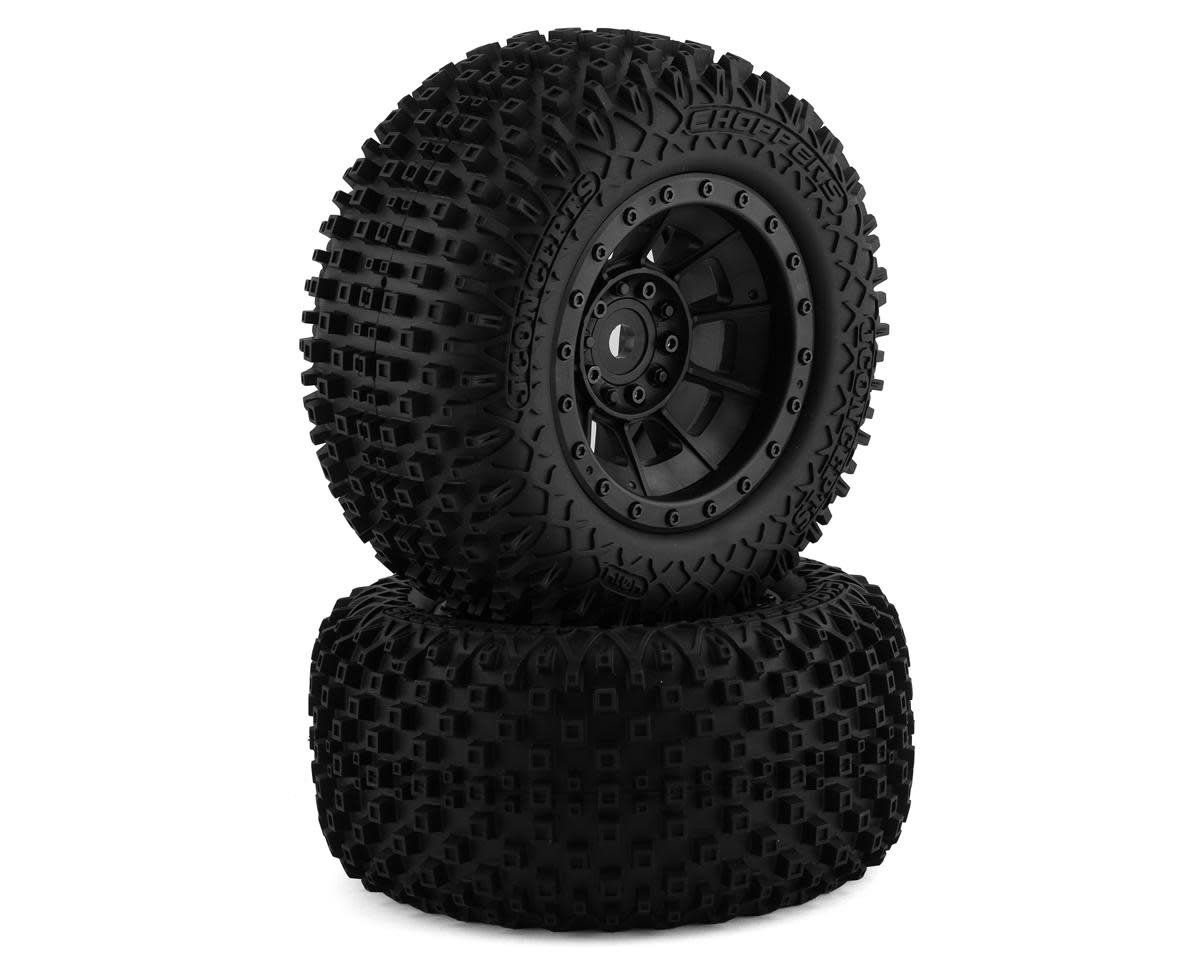 #4014-3994 JConcepts Choppers Pre-Mounted Monster Truck Tires w/Hazard Wheel (Black) (2) (Platinum)