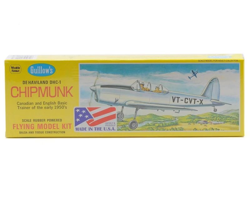 Guillow De Haviland DHC-1 Chipmunk Rubber Powered Flying Model Kit #903