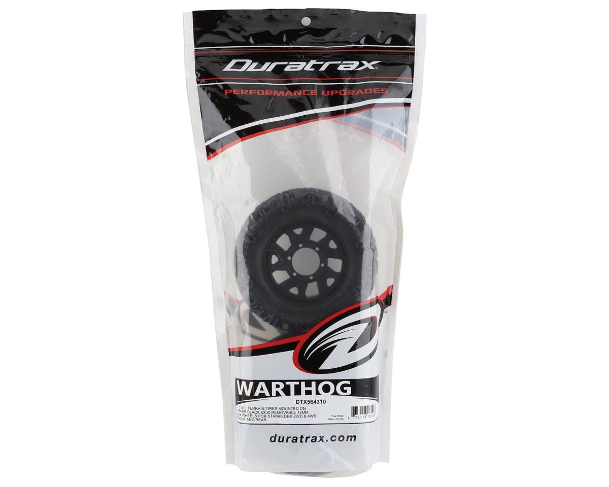 #DTX56431  DuraTrax Warthog 2.8" Pre-Mounted Tires (Black) (2) w/Ripper Wheels &amp; Removable 12mm Hex 0