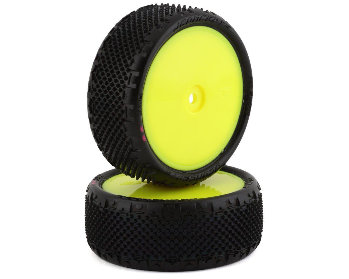 #3182-201011 JConcepts Pin Swag 2.2" Pre-Mounted 4WD Front Buggy Tire (Yellow) (2) (Pink) w/12mm Hex