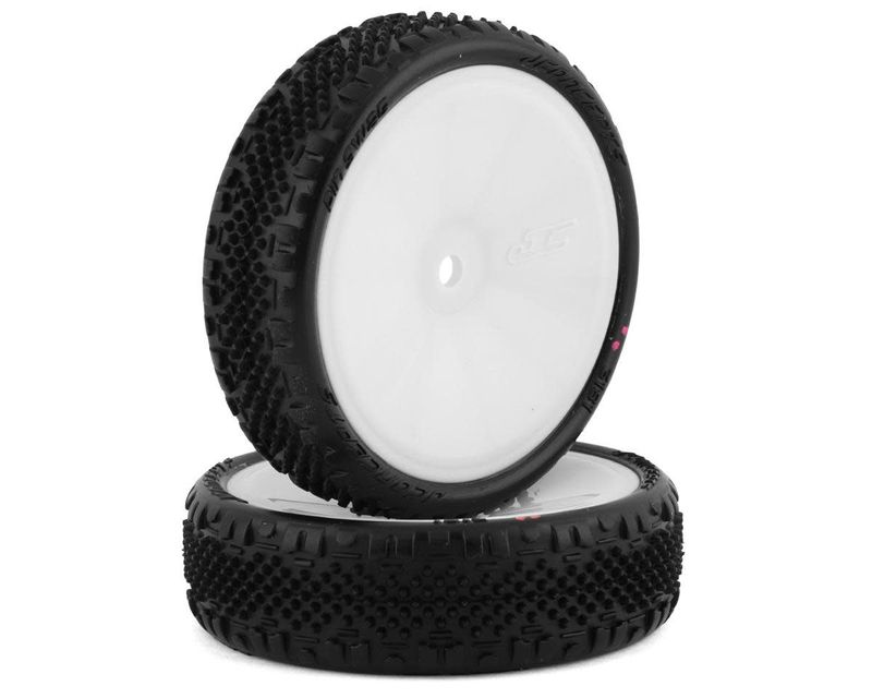 #3181-101011 JConcepts Pin Swag 2.2" Pre-Mounted 2WD Front Buggy Carpet Tires (White) (2) (Pink) w/12mm Hex