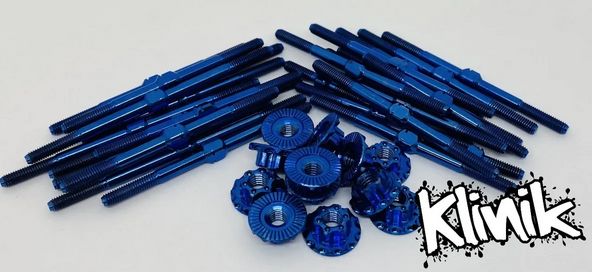 Klinik RC Low Profile M4 Large Flange Serrated Titanium Wheel Nuts (4) (Shiny Blue) #KRC-LPNUTSB