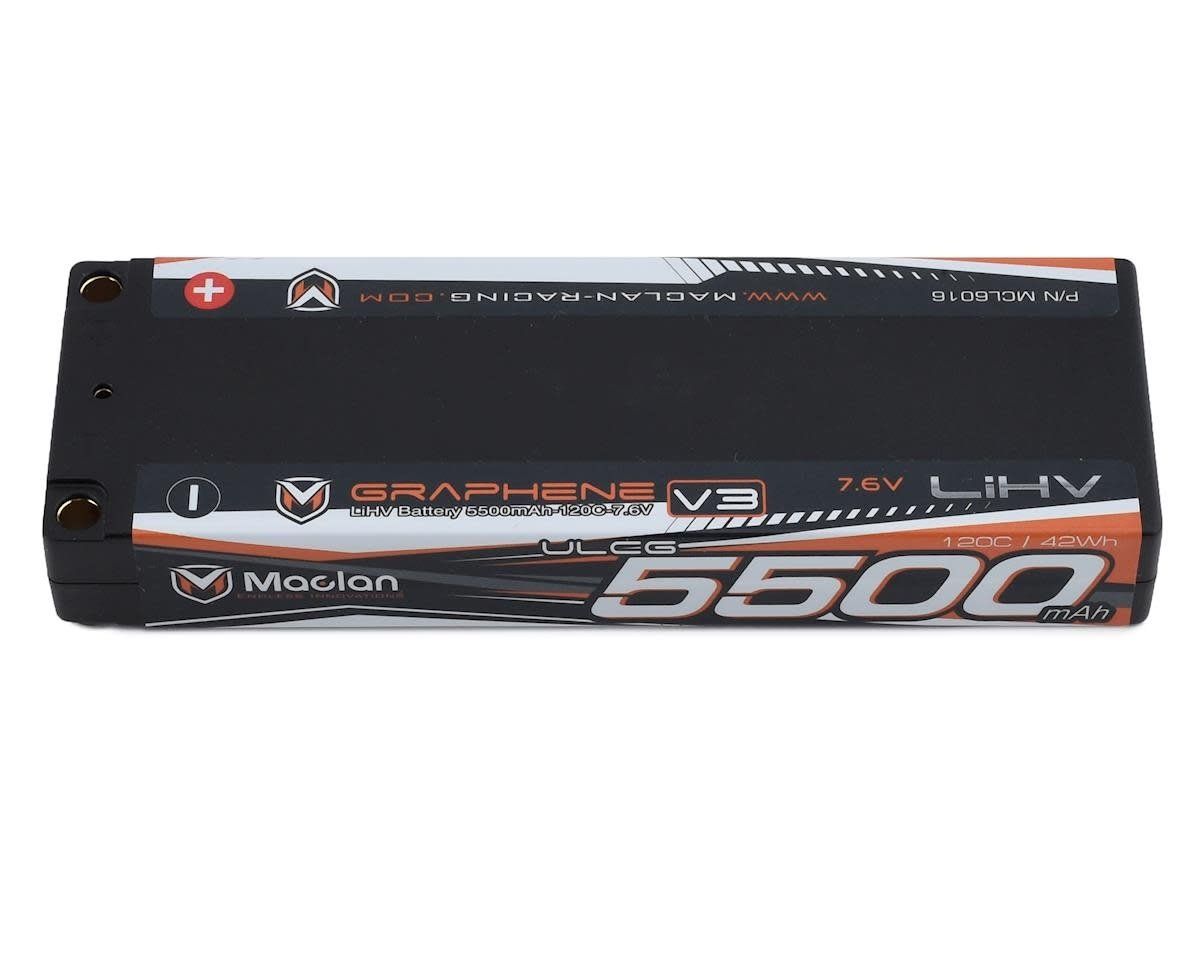 #MCL6016 Maclan HV Graphene V3 2S LiPo ULCG Battery w/5mm Bullets (7.6V/5500mAh)