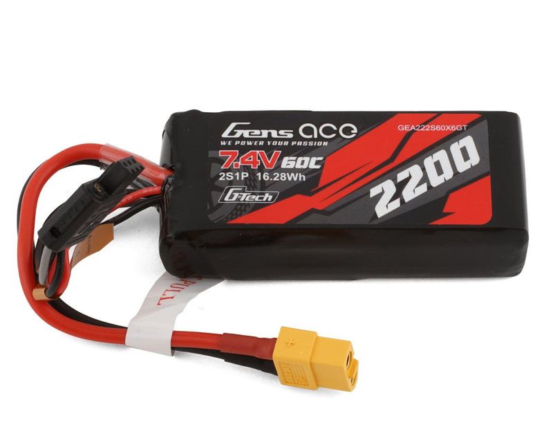 #GEA222S60X6GT Gens Ace 2S G-Tech Smart LiPo Battery 60C (7.4V/2200mAh) w/XT-60 Connector