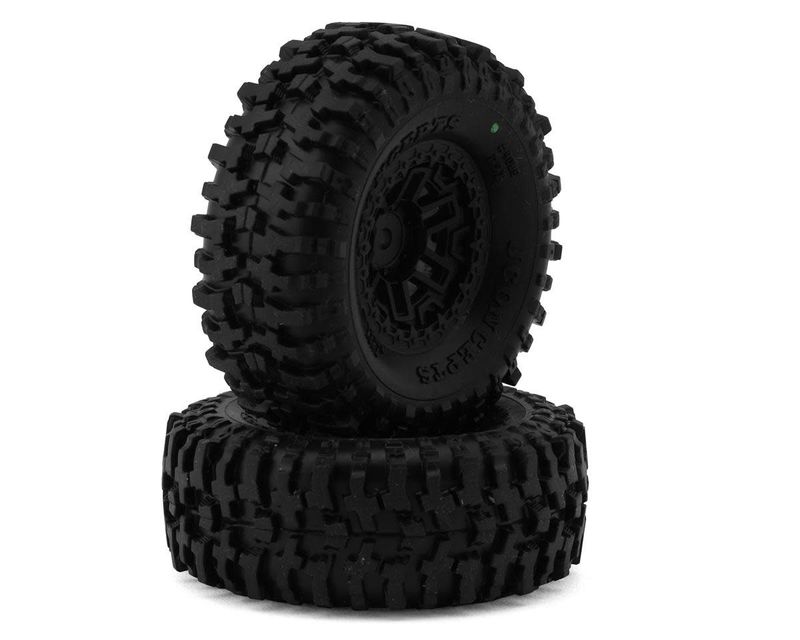 #4066-32412 JConcepts Tusk 1.0" Pre-Mounted Tires w/Shuttle Wheels (2) (2.25”) (TRX-4M) (Green)