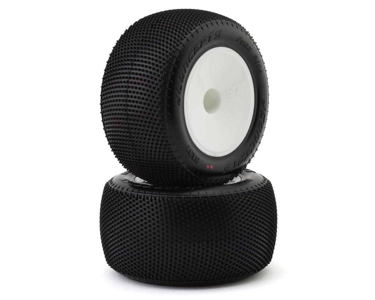 #3191-101091 JConcepts 1/10 Fuzz Bite 2.2 Pre-Mounted Stadium Truck Tires (White) (2) (Pink) w/12mm Hex
