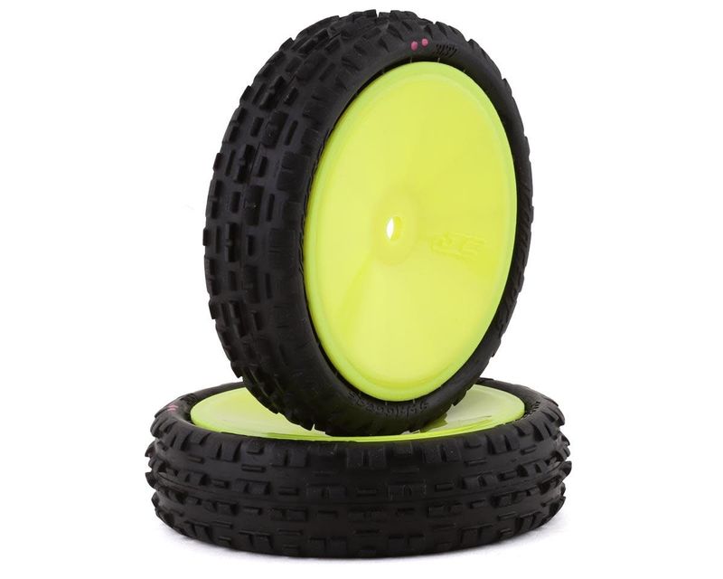 #3137-201011 JConcepts Swaggers 2.2" Pre-Mounted 2WD Front Buggy Carpet Tires (Yellow) (2) (Pink) w/12mm Hex