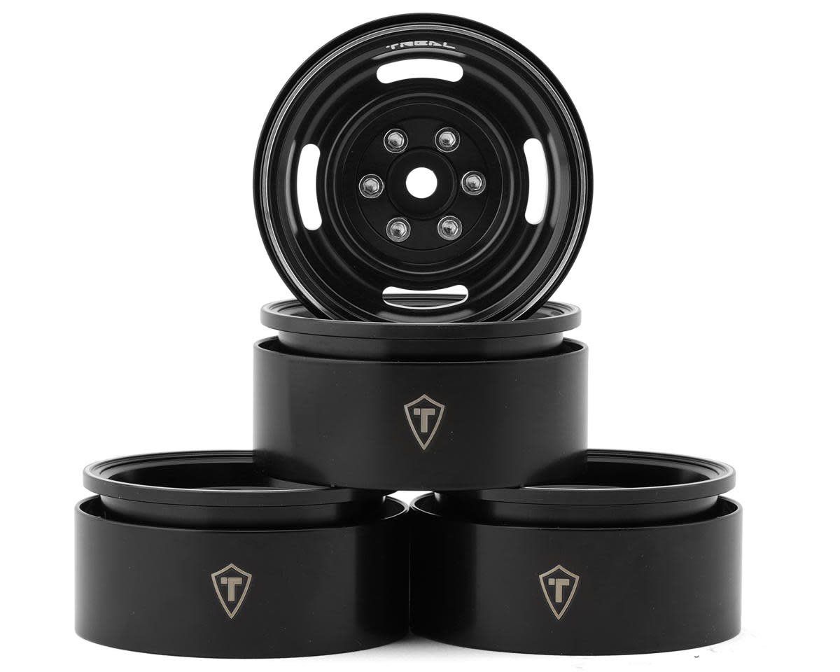#X0042UXAGV Treal Hobby Type P 1.9" Heavy Duty Vintage Style Wheels (Black) (4) (127.3g)