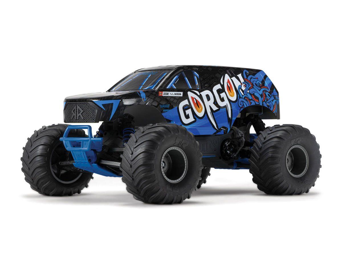 #ARA3230T1  Arrma Gorgon 4X2 MEGA 550 Brushed 1/10 Monster Truck RTR (Blue) w/SLT2 2.4GHz Radio
