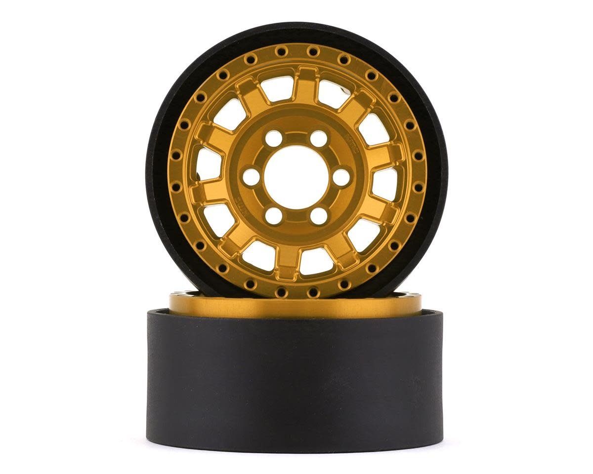 #VPS07787 Vanquish Products KMC KM236 Tank 1.9" Beadlock Crawler Wheels (Gold) (2)