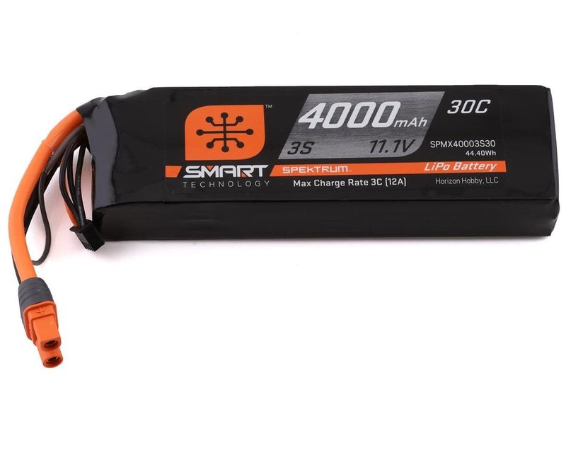 #SPMX40003S30 Spektrum RC 3S Smart LiPo Battery Pack w/IC3 Connector (11.1V/4000mAh)