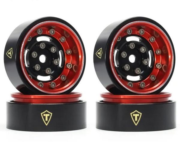 #X003Z3JITT Treal Hobby Type F 1.0" Deep Dish Beadlock Wheels (Red)