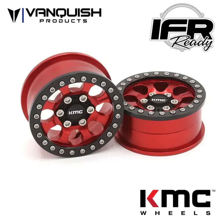 #VPS08133 Vanquish Products 1.9 Aluminum KMC KM237 Riot Beadlock Wheels(Red)