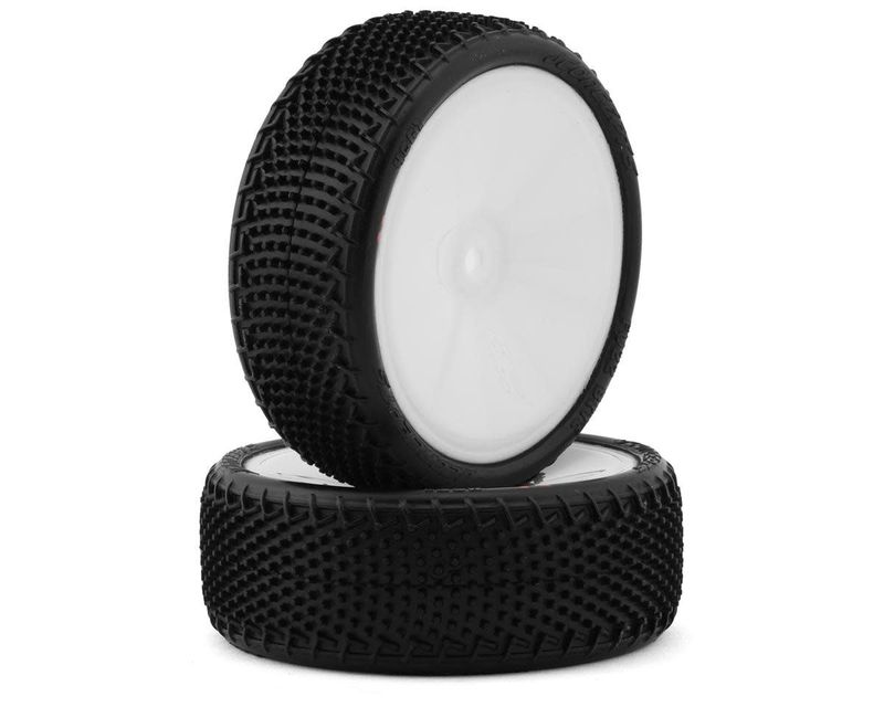 #4061-101011 JConcepts Fuzz Bite LP 2.2" (Wide) Pre-Mounted 2WD Front Buggy Tire (White) (2) (Pink) w/12mm Hex