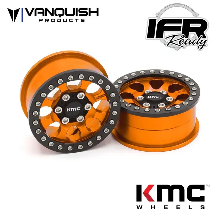 #VPS08135 Vanquish Products 1.9 Aluminum KMC KM237 Riot Beadlock Wheels(Orange)