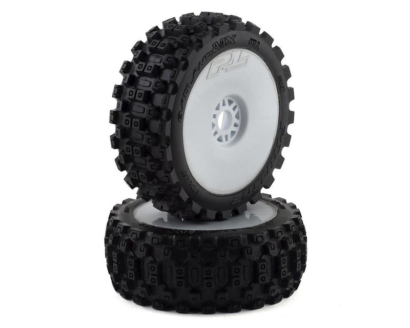 #PRO906731 Pro-Line Badlands MX Pre-Mounted 1/8 Buggy Tires (White) (2) (M2) w/Velocity V2 Wheel