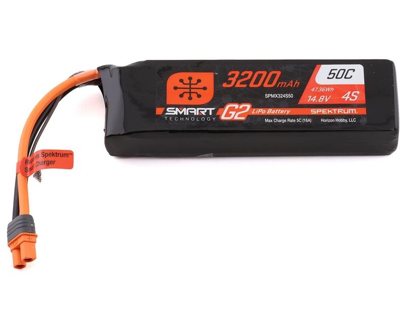 #SPMX324S50 Spektrum RC 4S Smart G2 LiPo 50C Battery Pack (14.8V/3200mAh) w/IC3 Connector