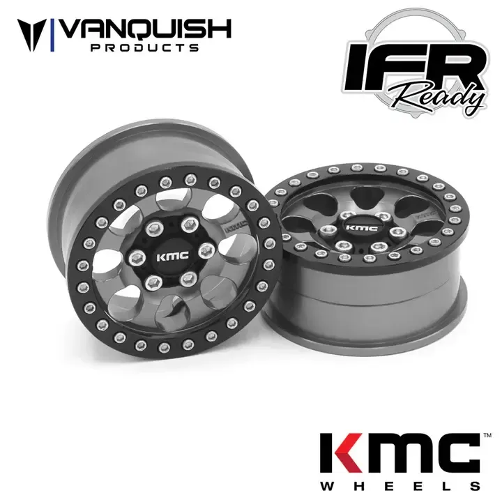 #VPS08132 Vanquish Products 1.9 Aluminum KMC KM237 Riot Beadlock Wheels (Grey)