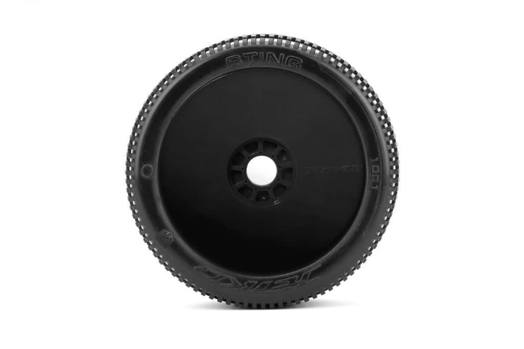 #PHB1001DBMSG Sting 1/8 Buggy Mounted Tires Black Wheels (2) Medium Soft