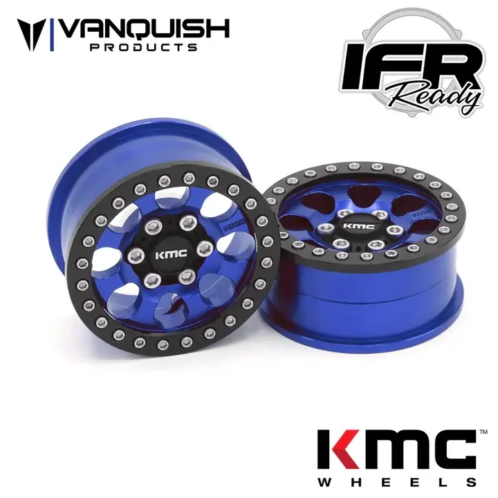 #VPS08134 Vanquish Products 1.9 Aluminum KMC KM237 Riot Beadlock Wheels (Blue)