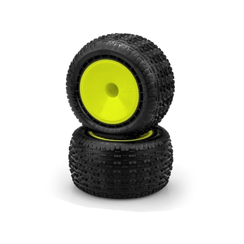 #3162-201091 JConcepts Swaggers - Pink Compound, 2.2" Stadium Truck Tire, Pre-Mounted on 3354Y Wheels, Front &amp; Rear