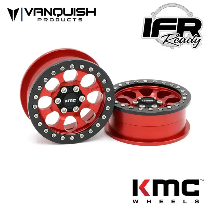 #VPS08063 Vanquish Products 2.2 Aluminum KMC KM237 Riot Beadlock Wheels  (RED)
