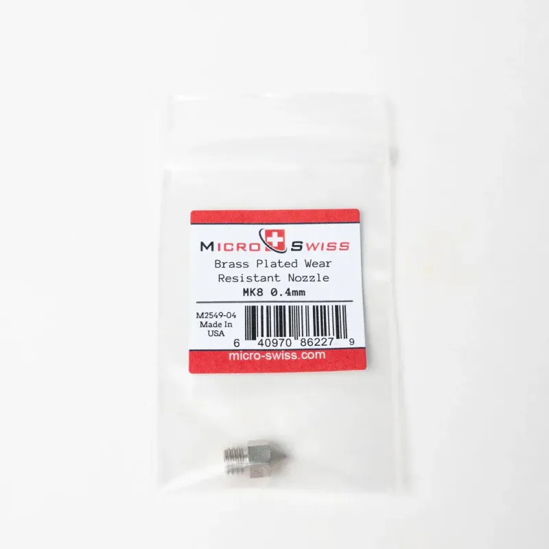 Micro Swiss Plated Brass Wear Resistant Nozzles 1.75mm ( MK8) 0.4mm #M2549-04