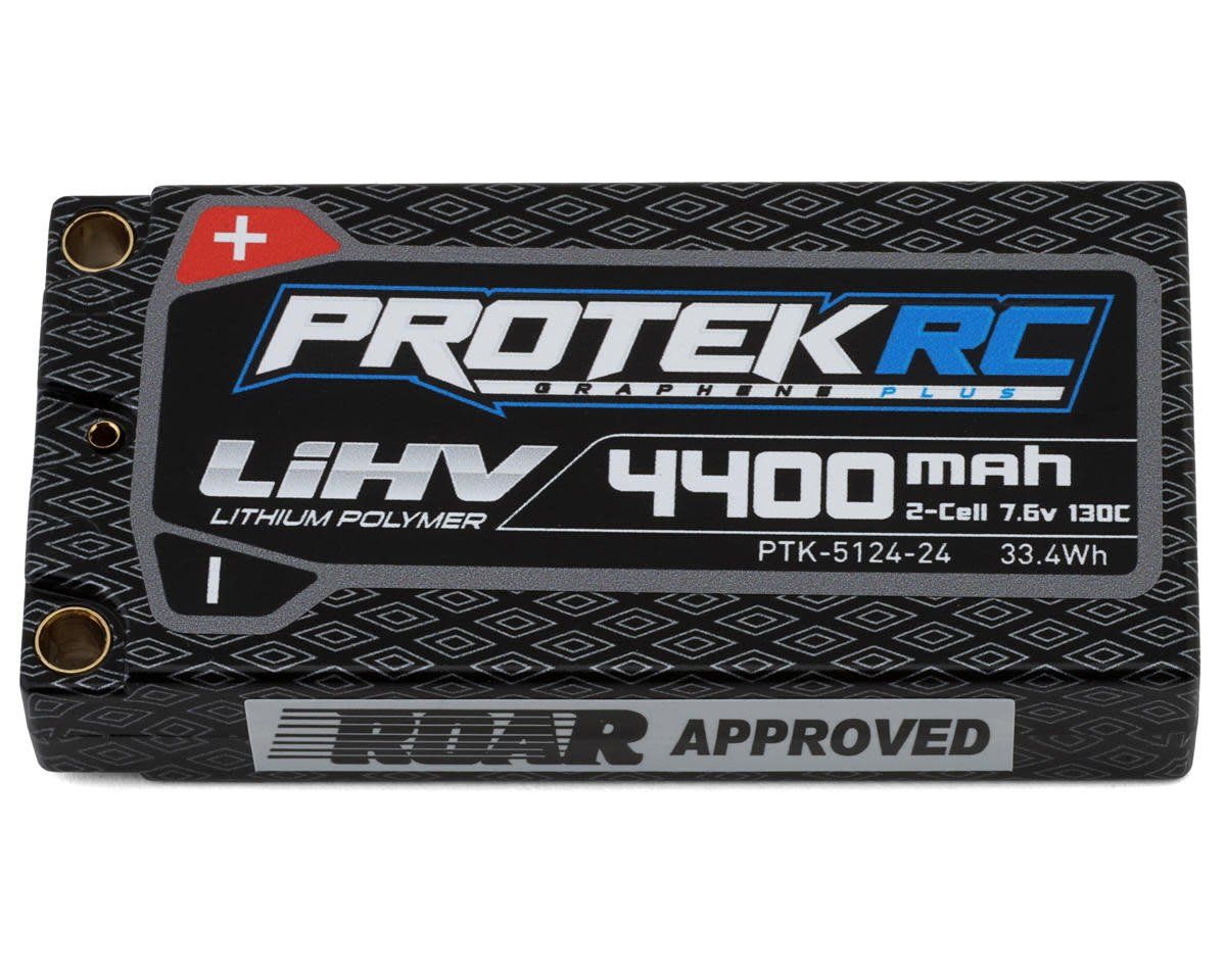 #PTK-5124-24 ProTek RC 2S 130C Low IR Si-Graphene + HV ULCG Shorty LiPo Battery (7.6V/4400mAh) w/5mm Connectors (ROAR Approved)