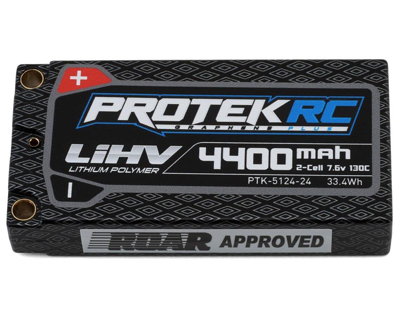 #PTK-5124-24 ProTek RC 2S 130C Low IR Si-Graphene + HV ULCG Shorty LiPo Battery (7.6V/4400mAh) w/5mm Connectors (ROAR Approved)