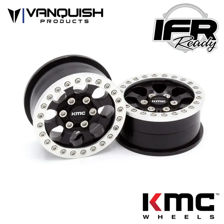#VPS08130 Vanquish Products 1.9 Aluminum KMC KM237 Riot Beadlock Wheels (Black)