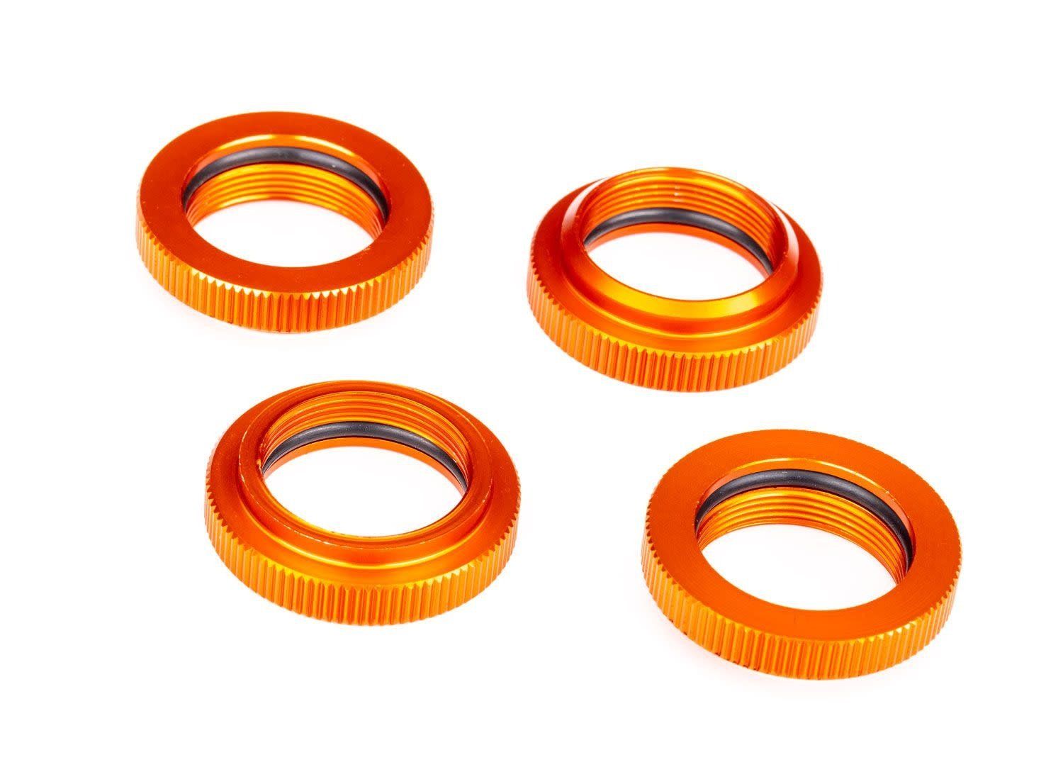 #7767-ORNG Traxxas Spring retainer (adjuster), orange-anodized aluminum, GTX shocks (4) (assembled with o-ring)