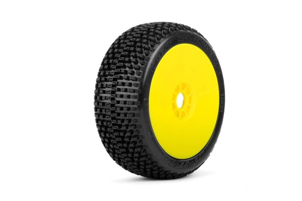 #PHB1005DYMSG Dirt Slinger 1/8 Buggy Mounted Tires Yellow Wheels (2) Medium Soft