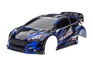 #7418-Blue Traxxas Body, Ford Fiesta® ST Rally Brushless, blue (painted, decals applied) (assembled with rear wing, body support, &amp; body mount latches for clipless mounting)