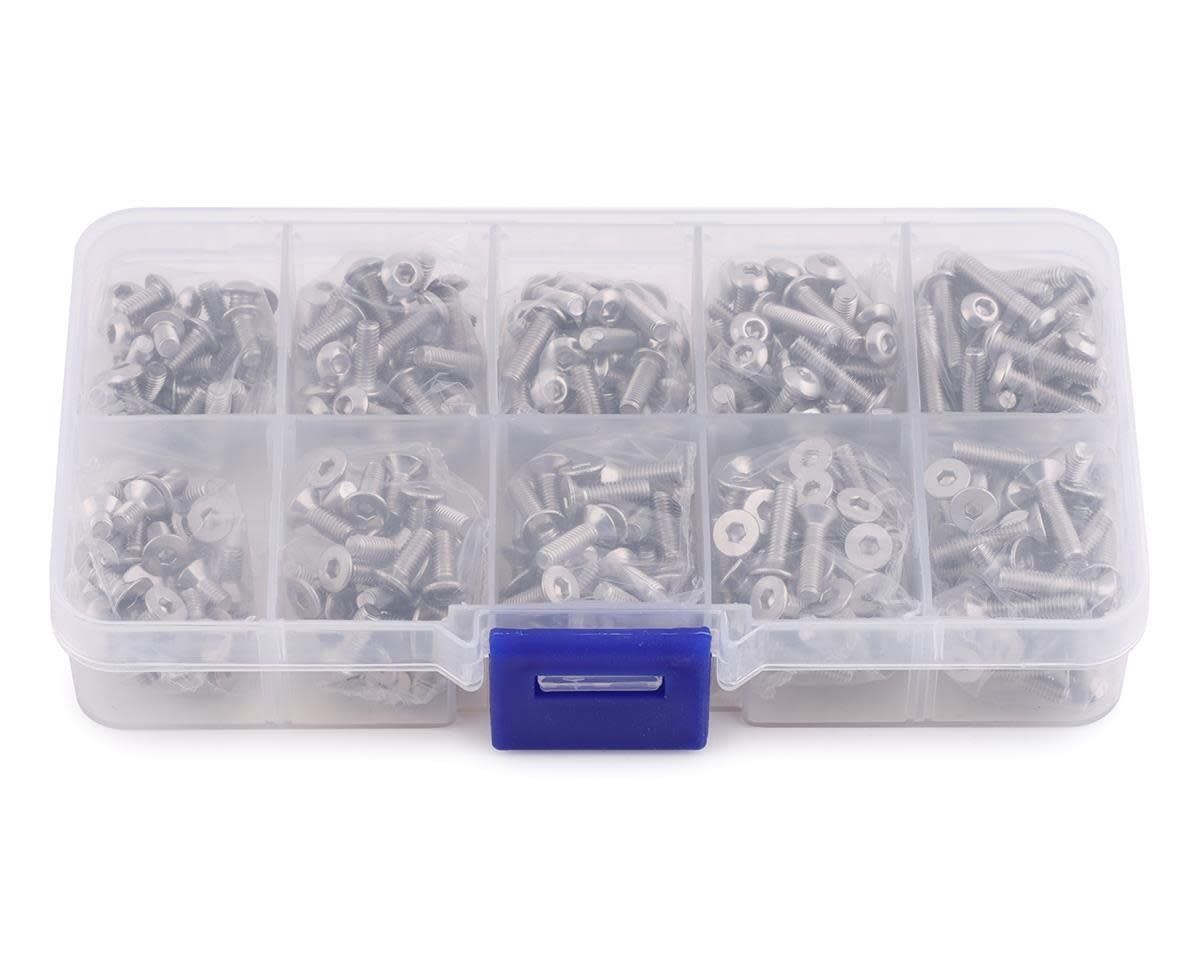 #SSS-400 Yeah Racing 3mm Stainless Steel Screw Set w/Case (400) (Flat Head/Button Head)