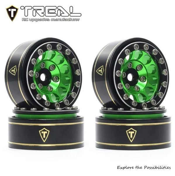 #X003Z3T3X5 Treal Hobby Type I 1.0" Classic 12-Spoke Beadlock Wheels (Green) (4) (27.2g)