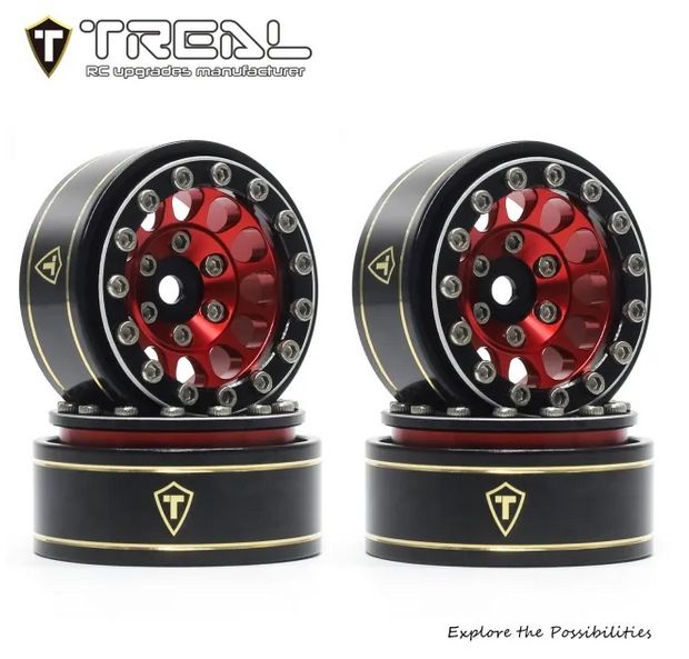 #X003Z3T9EN Treal Hobby Type I 1.0" Classic 12-Spoke Beadlock Wheels (Red) (4) (27.2g)