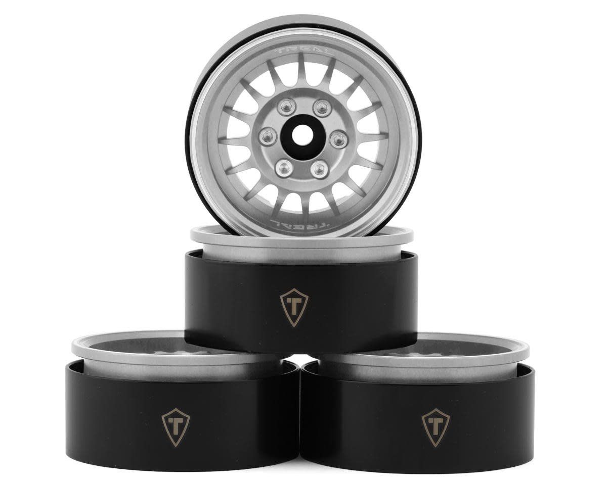 #X0041QEO2F TREAL 1.9 Beadlock Wheel Rims Heavy Duty Multi Spoke CNC 1.9 Inch Wheels(4P) for 1:10 RC Crawler TRX-4 SCX10 III SCX10 PRO SCX10 II -Type N, Silver