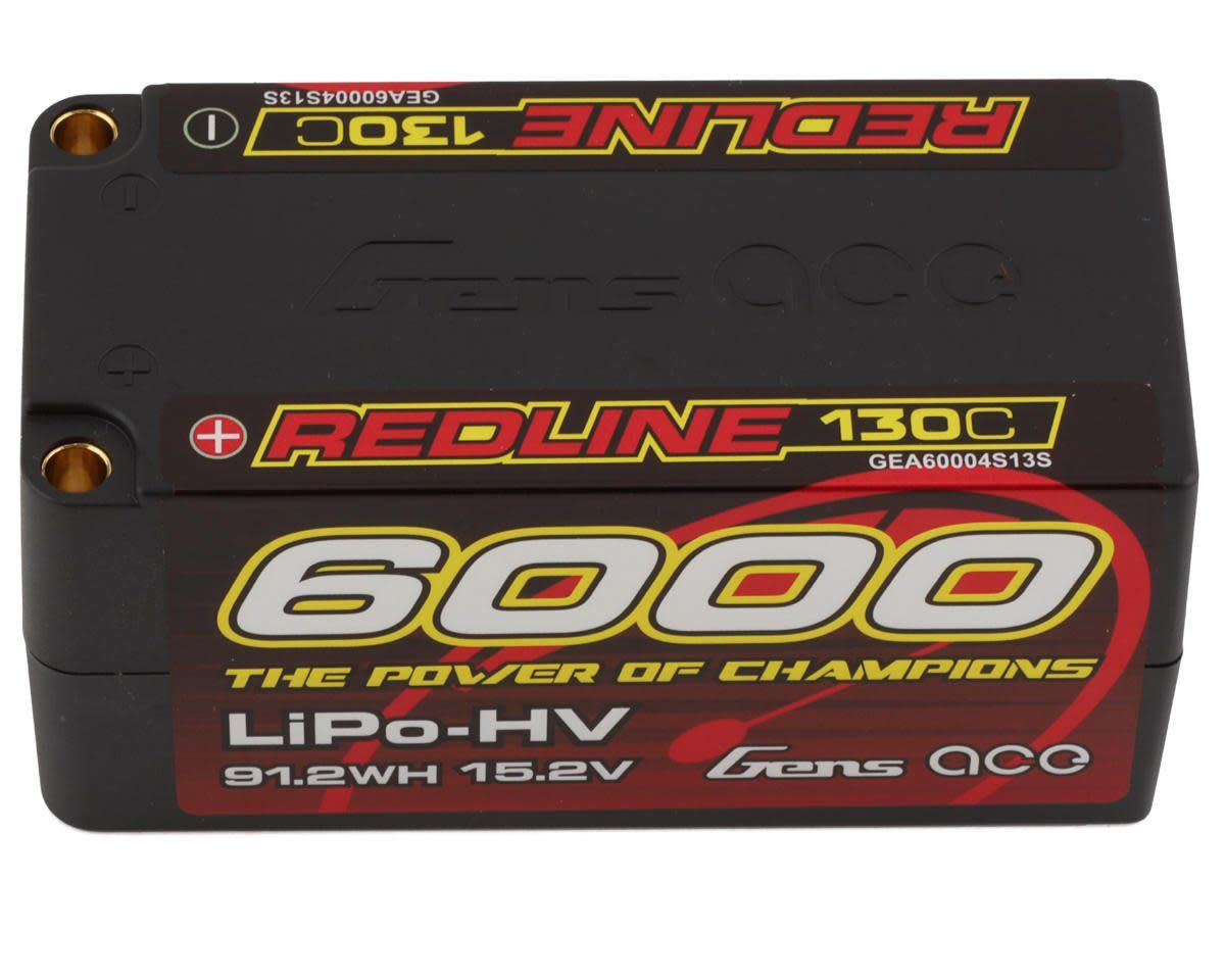 Summer Sale #GEA60004S13S Gens Ace Redline 4S LiHV LiPo Shorty Battery 130C (15.2V/6000mAh) w/5mm Bullets (Hard Case)