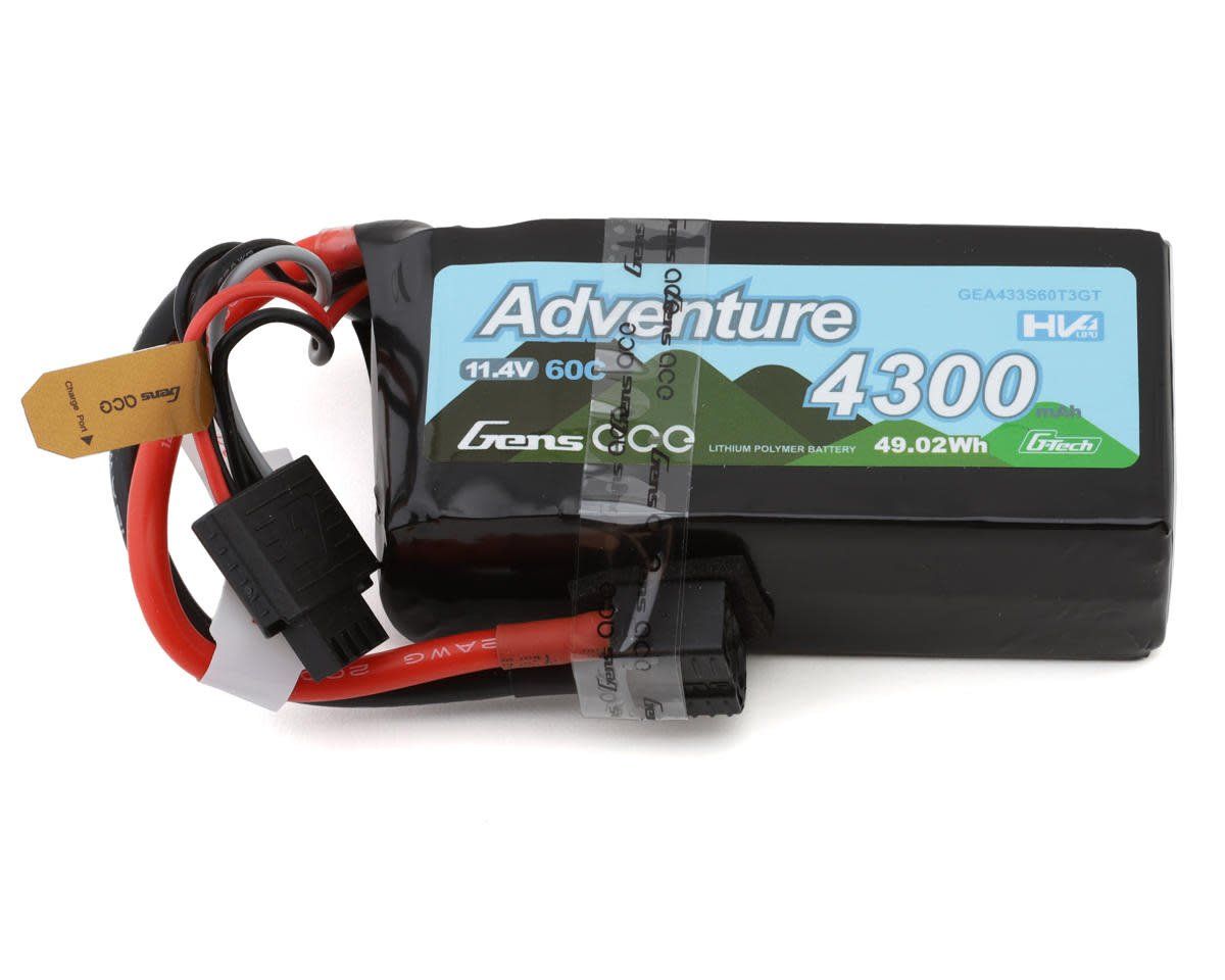 #GEA433S60T3GT Gens Ace G-Tech Smart 3S LiHV LiPo Battery 60C (11.4V/4300mAh) w/Universal Connector