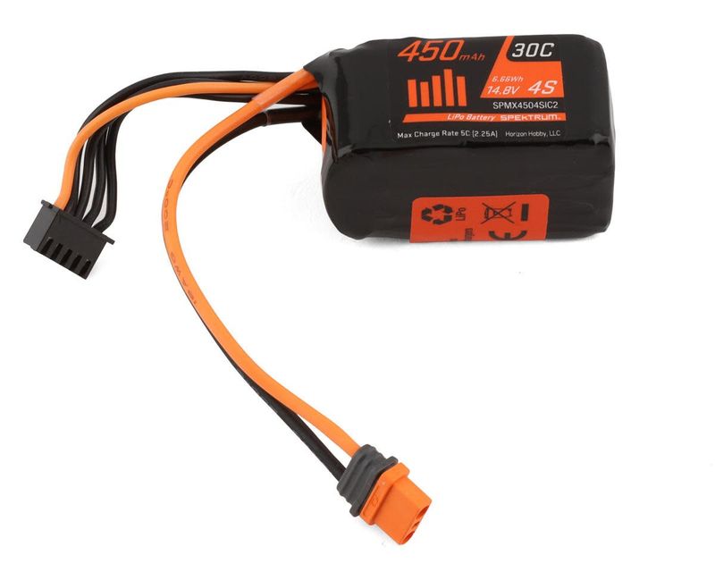 #SPMX4504SIC2 Spektrum RC 4S 30C LiPo Battery w/IC2 Connector (14.8V/450mAh)