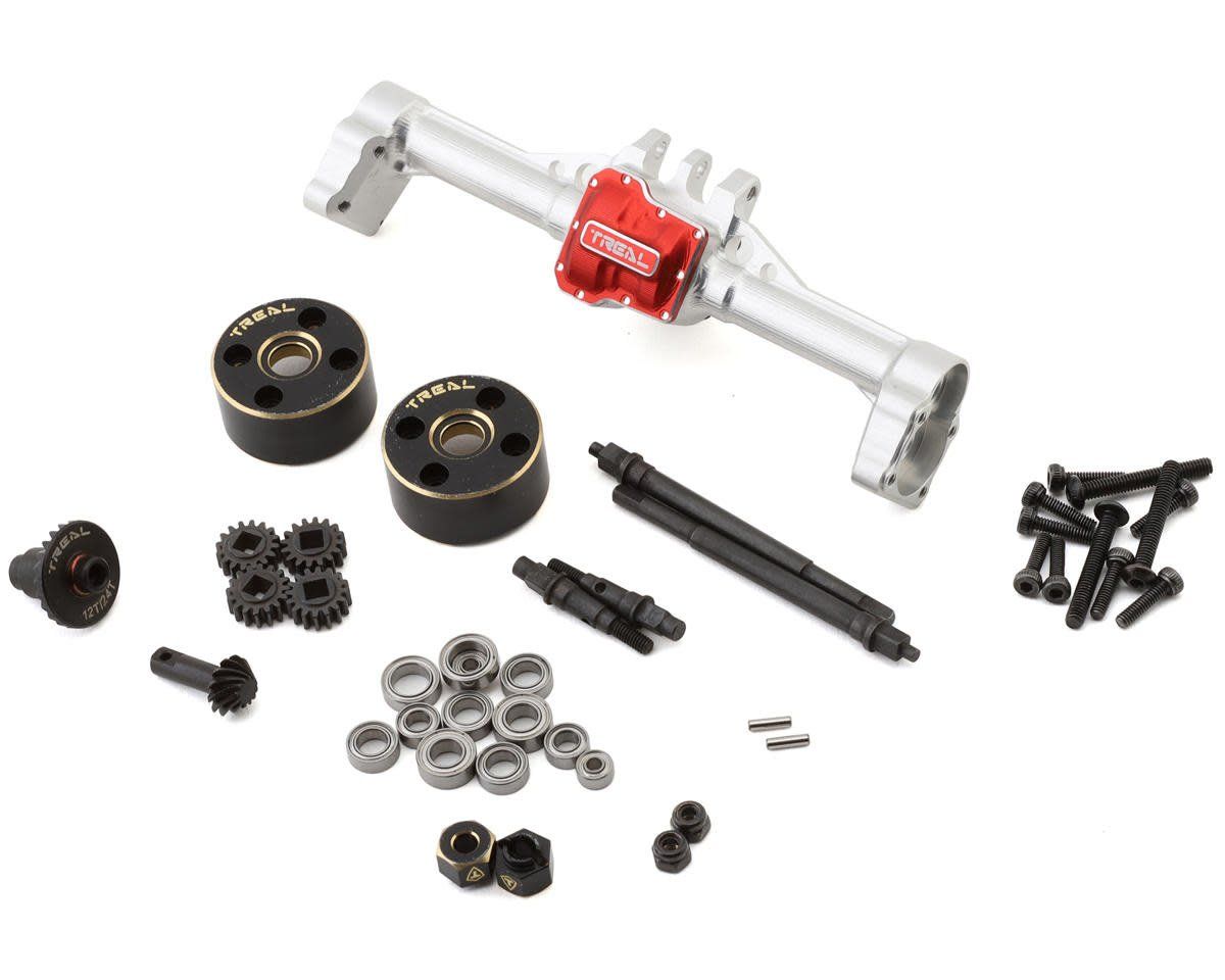 #X003TM0TKX Treal Hobby Aluminum Complete Rear Portal Axle for Traxxas TRX-4M w/Brass Covers (Silver)