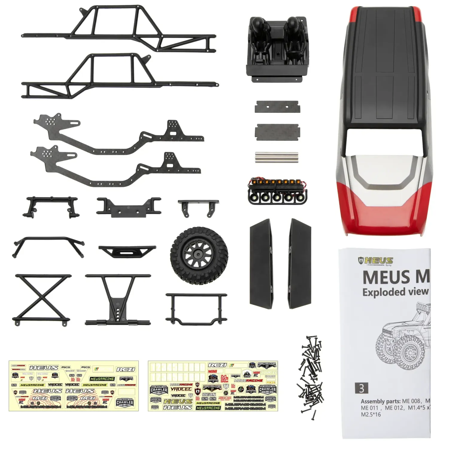#HD-MB24-RED  MEUS Racing MB24 Body 5.2in 132MM Axial Shell Body ABS+Nylon Carbon Fiber Frame For 1/24 Axial SCX24 Bronco Deadbolt JLU B-17 C10 - RED