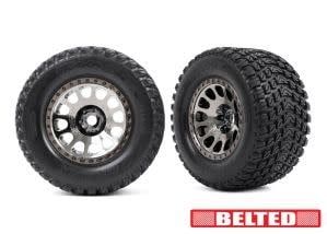 #7862X  Traxxas Tires &amp; wheels, assembled, glued (XRT® Race black chrome wheels, Gravix® belted tires, dual profile (4.3" outer, 5.7" inner) foam inserts) (left &amp; right)