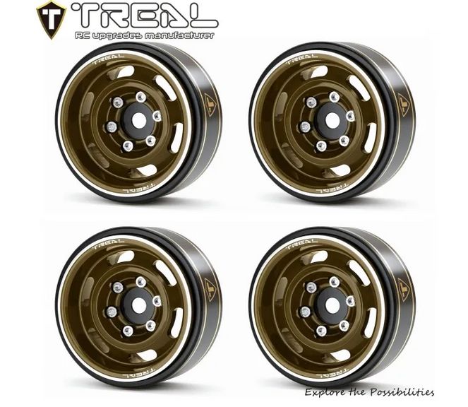 #X003GZ12J5 TREAL SCX24 Wheels 1.0'' Beadlock Wheels(4P) Vintage Wheels for 1/24 SCX24 Bronco Gladiator C10 Deadbolt -Type E  Bronze