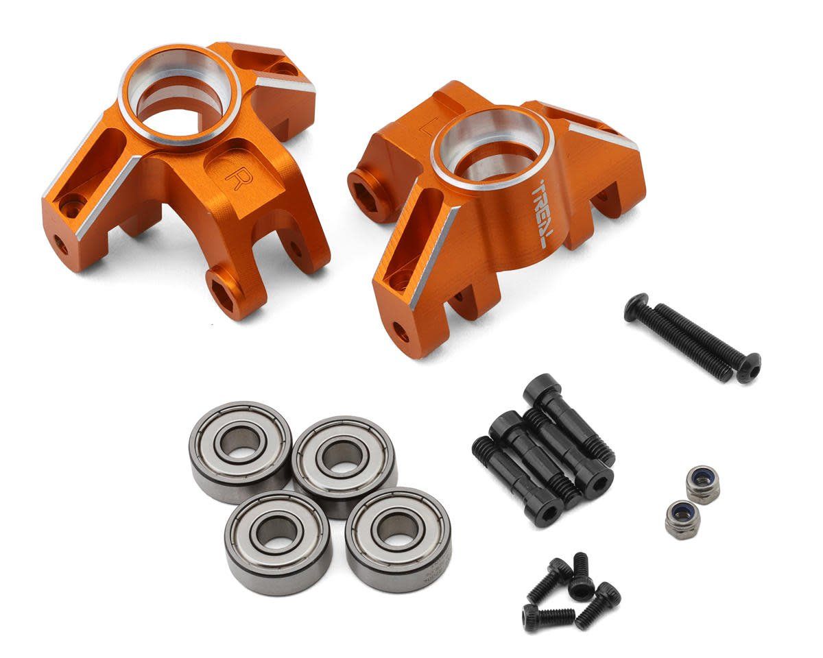 #X003FCJPXT Treal Hobby Losi LMT Aluminum Front Steering Knuckle (Orange) (2)