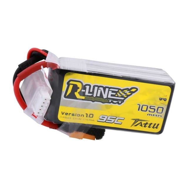 #TAA10504S95X6 Tattu 1050mAh 4s 95C 14.8v R-Line Lipo Battery Pack with XT60 Plug